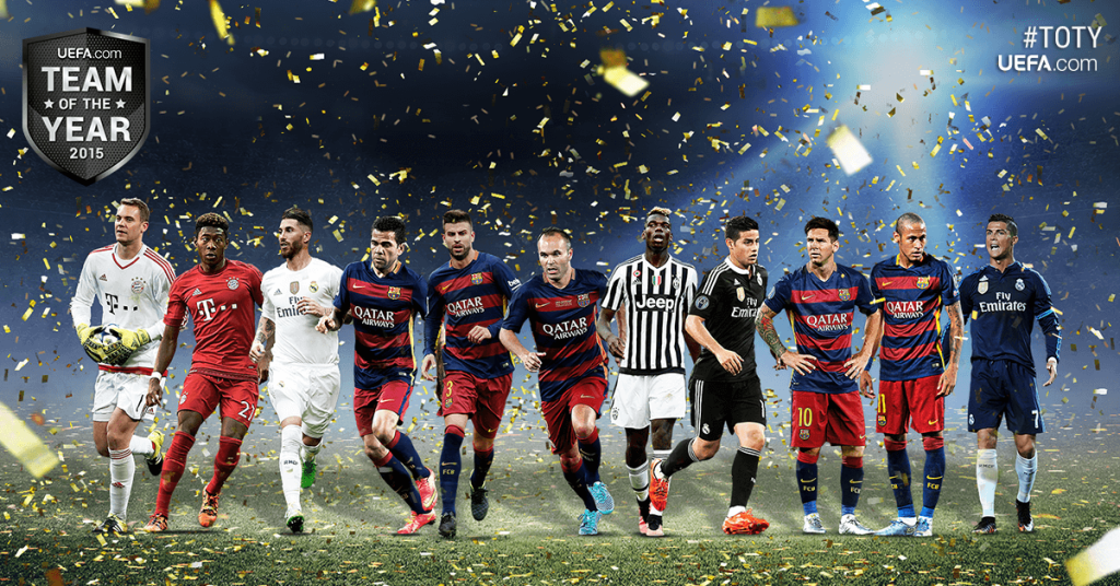 Barcelona domina en el once ideal de la UEFA - uefa-toty-2015-winners2015-1024x536