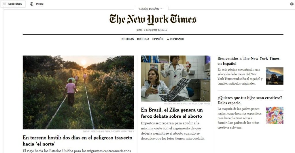 The New York Times presenta edición digital en español - Screenshot_217-1024x532