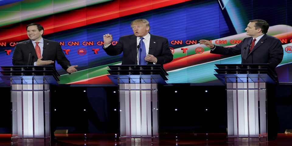 Rubio y Cruz atacan a Trump en debate previo al “Super Martes”