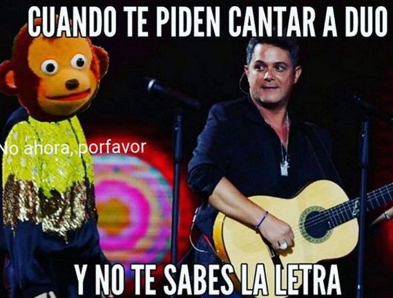 Video: cantante olvida letra de 'Corazón partío' en dueto con Sanz - meme-Alejandro-Sanz