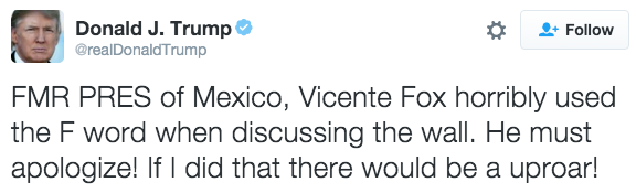 Donald Trump responde a Vicente Fox - tuit-donald-trump-vicente-fox