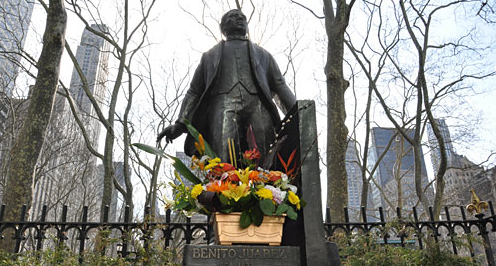 Estatua de Benito Juárez en Nueva York cumple 12 años