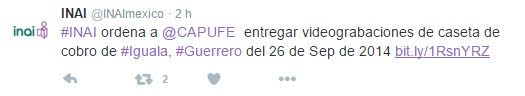 INAI ordenó a Capufe entregar videos de caseta por caso Iguala - INAI-capufe