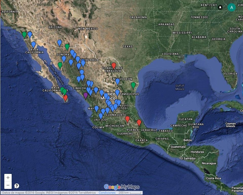 Histórica nevada en territorio mexicano - Mapa-méxico-puntos
