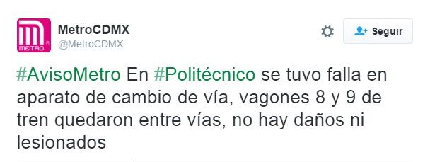 Descarrila tren de la Línea 5 del Metro - Metro-Politecnico