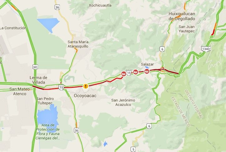 Vuelca tráiler en la Autopista México-Toluca - Trafico-volcadura