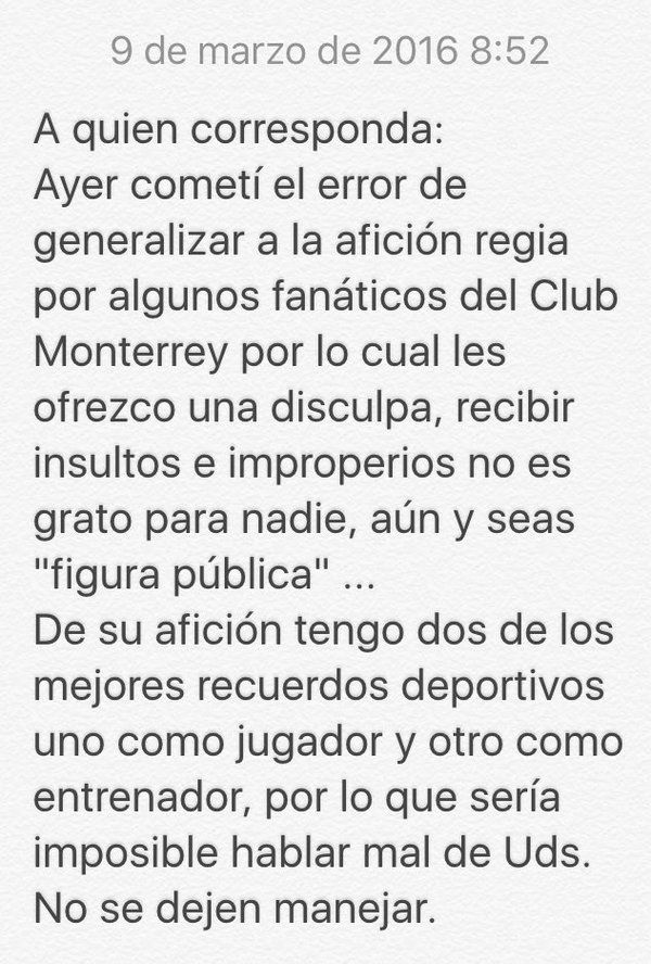 'Potro' Gutiérrez se enfrenta con aficionados de Rayados en Twitter - disculpa-potro