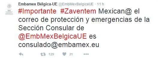 SRE emite alerta de viaje a Bélgica - embajada-mexico-belgica-twitter