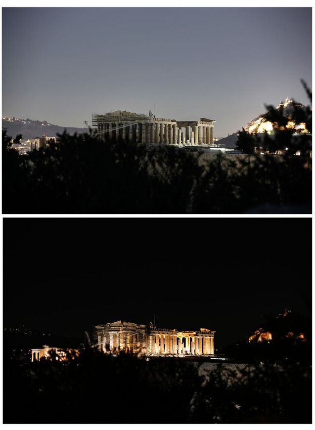 Edificios emblemáticos “apagan la luz" en La Hora del Planeta - grecia2