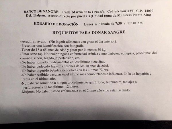 Piden donadores de sangre por recaída de Gonzalo Vega - requisitos-donacion-gonzalo-vega