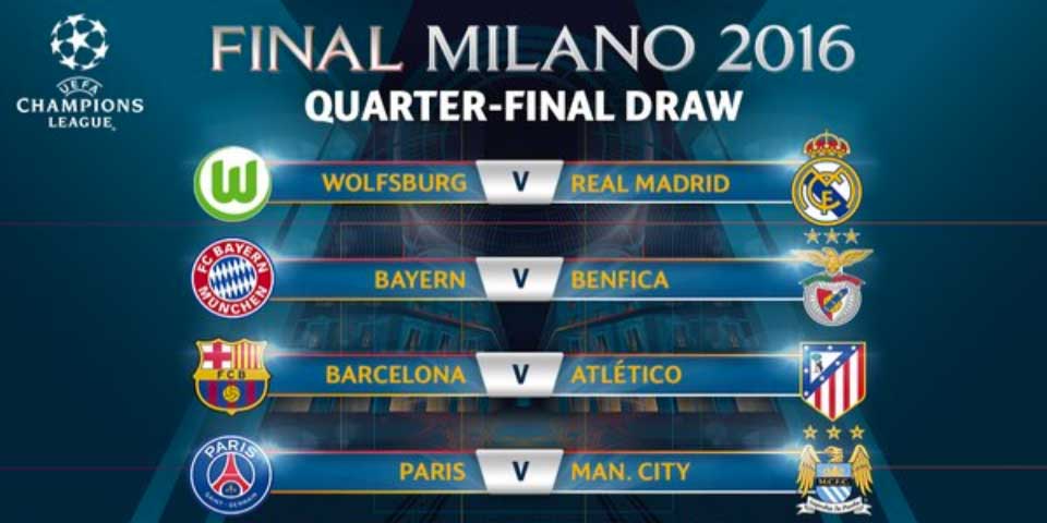 Barça vs Atlético y City vs PSG en cuartos de Champions