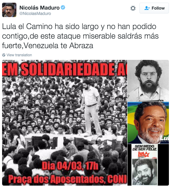 Nicolás Maduro envía mensaje de apoyo a Lula - tuit-lula-maduro