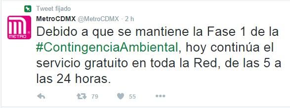 Transporte público seguirá siendo gratuito en la Ciudad de México - tuit-metro