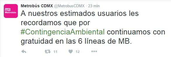 Transporte público seguirá siendo gratuito en la Ciudad de México - tuit-metrobus