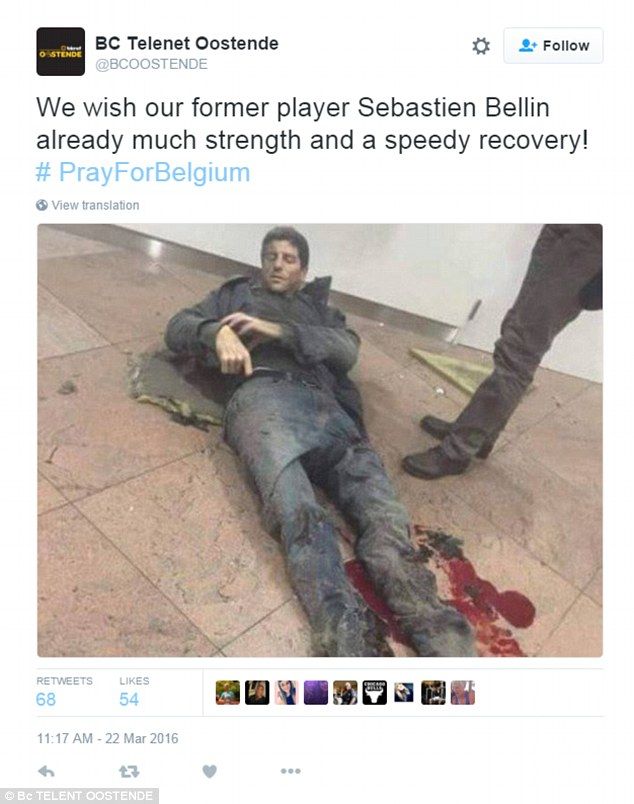 Basquetbolista profesional entre los heridos de Bruselas - tuit-sebastien