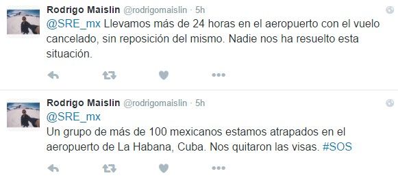 Cubana de Aviación deja a mexicanos varados en La Habana por más de un día - tuits-atrapados-La-Habana