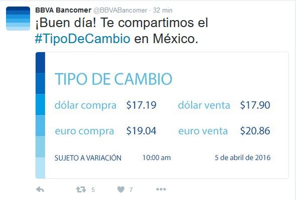 Dólar a la venta hasta en 18.05 pesos - @Bancomer5-de-abril