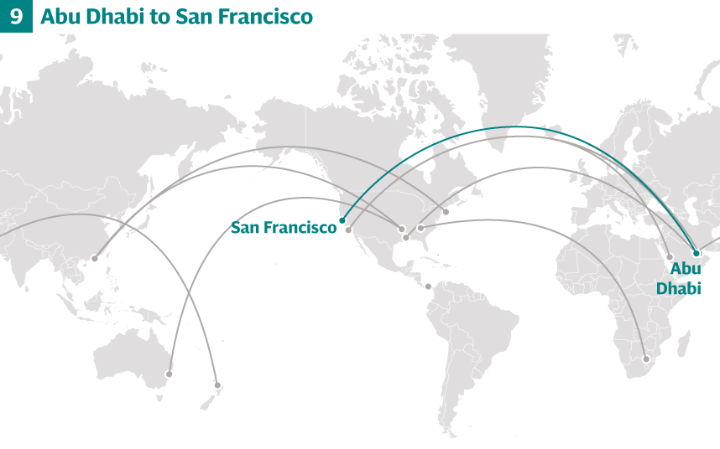 Los vuelos más largos del mundo - Abu-Dhabi-San-Francisco