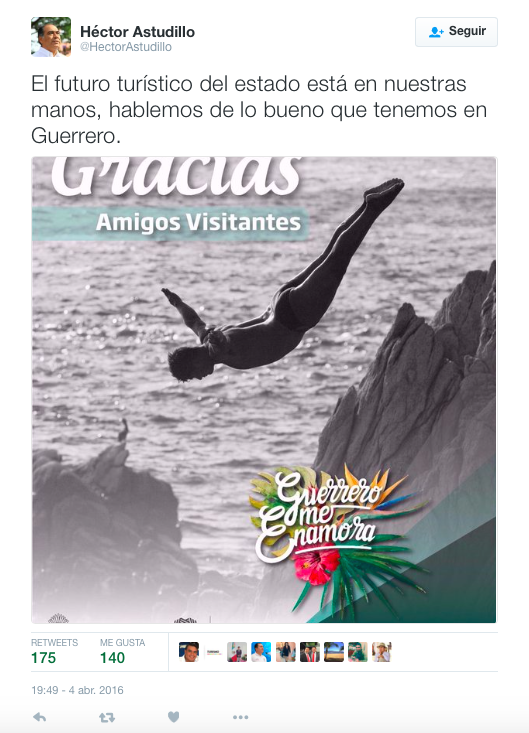 Gobernador de Guerrero pide dejar de contar lo negativo de la ciudad - Aca-twitter