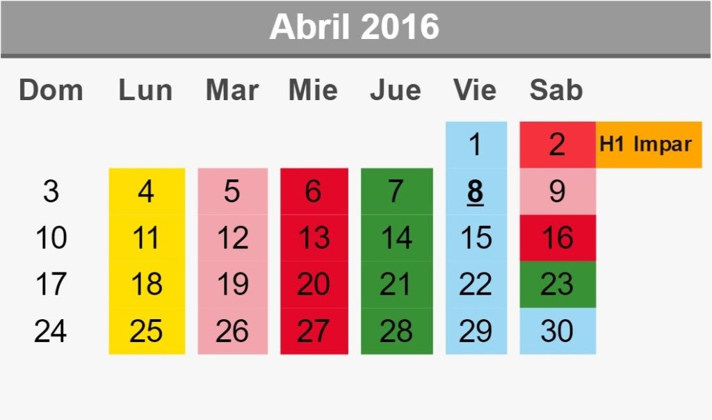 El Valle de México alcanza 149 puntos Imeca. No habrá contingencia - Calendario-Abril-1024x604