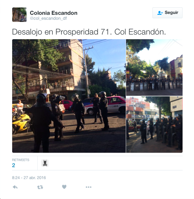 Desalojan edificio en Escandón - Escandón-Twitter