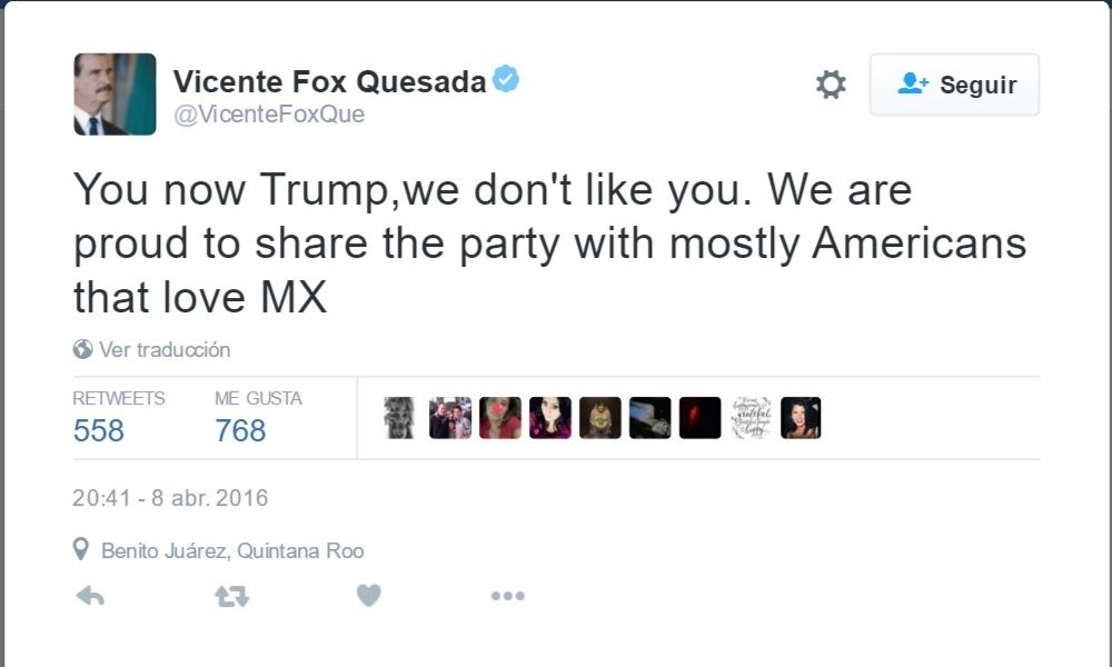 Vicente Fox enciende las redes sociales - Fox-Trump-3