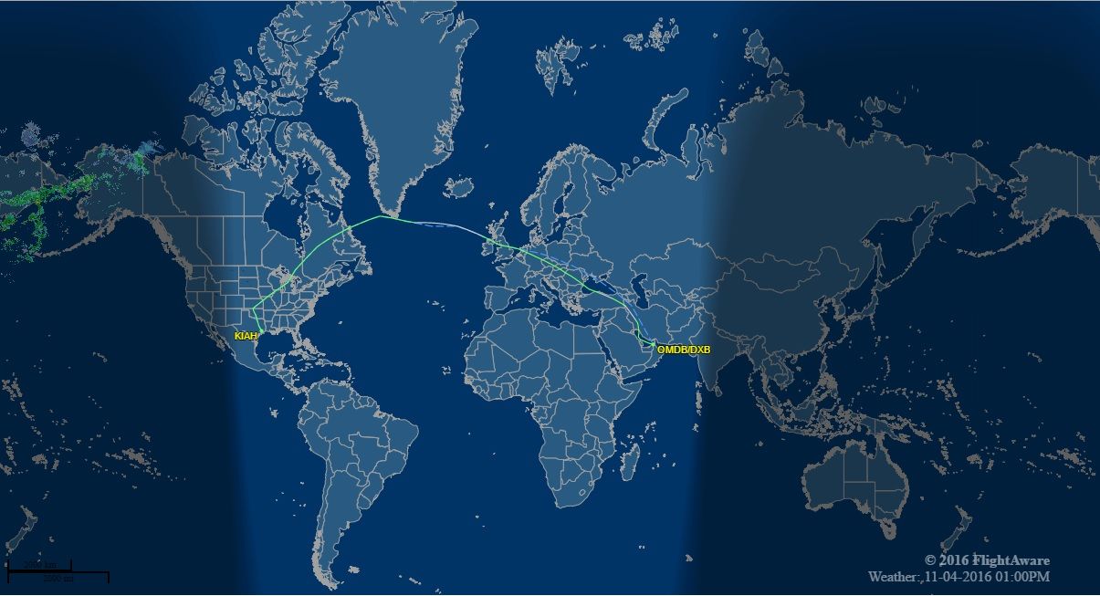 Los vuelos más largos del mundo - Houston-Dubai