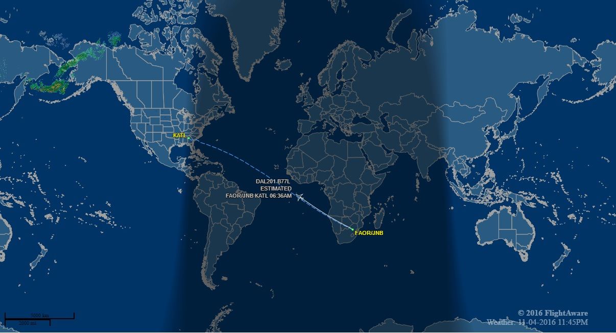 Los vuelos más largos del mundo - Johannesburgo-Georgia