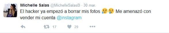 Hackean cuenta de Instagram a hija de Luis Miguel - Michelle-Salas-tuit