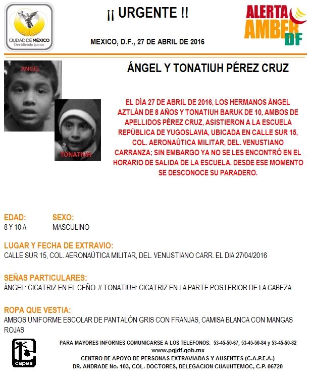 Activan Alerta Amber para encontrar a hermanos - alerta-amber