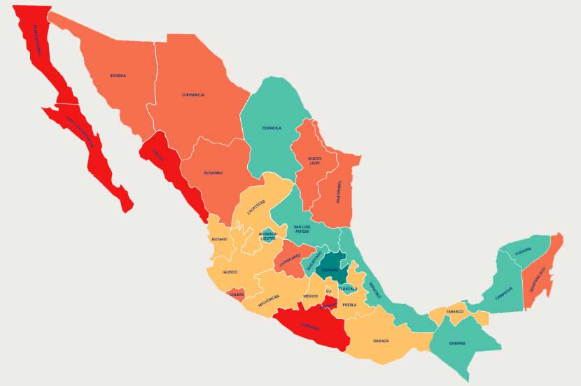 Los estados más y menos pacíficos de México - estados-pacificos