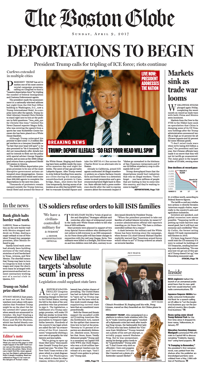 The Boston Globe se burla de Donald Trump - portada-Boston-Globe