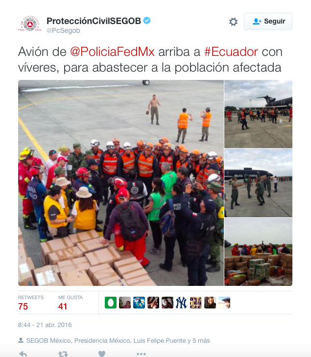 Avión con víveres mexicanos llega a Ecuador - protección-civil-tw-2