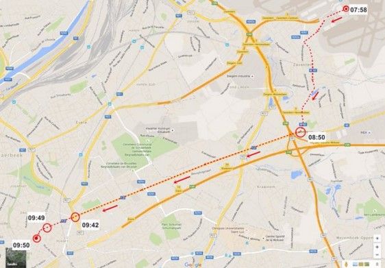 Video: ruta de escape del terrorista prófugo en Bruselas - ruta-sospechoso-bélgica