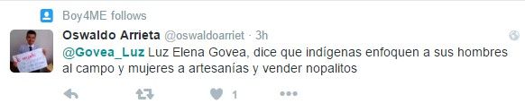 Indígenas deberían seguir cortando sus nopalitos: diputada del PRI - tuit-Govea-Luz3