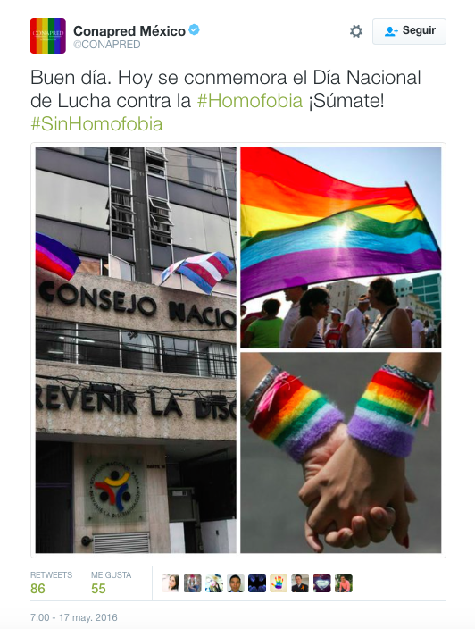 Instituciones mexicanas apoyan el Día Internacional de la Lucha contra la Homofobia - CONAPRED