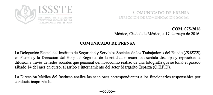 El ISSSTE se disculpa por foto de Margarito - Captura-de-pantalla-2016-05-17-a-las-1.37.06-p.m.
