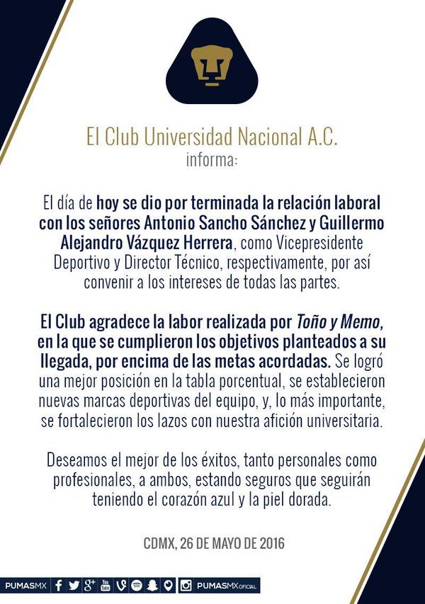 Memo Vázquez fuera de Pumas - CjbAmcAUoAAFsA9