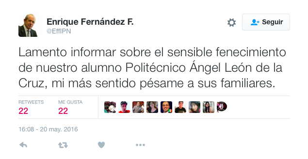 Director de IPN lamenta la muerte de alumno - EFF-IPN-