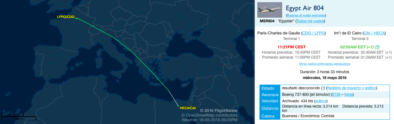 Desaparece del radar el vuelo 804 de EgyptAir - Egyptair-vuelo