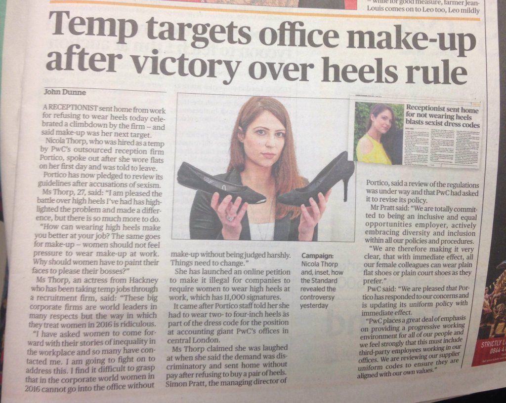 Despiden a mujer por no usar zapatos de tacón - Nicola-Trump