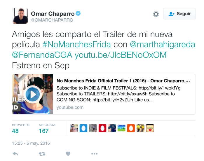 Video: el tráiler de "No manches Frida" con Omar Chaparro - Omar-Chaparro-Twitter