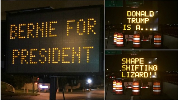 Califican de "lagartija" a Trump en letreros de autopistas de EE.UU. - Trump-lizard-KDFW