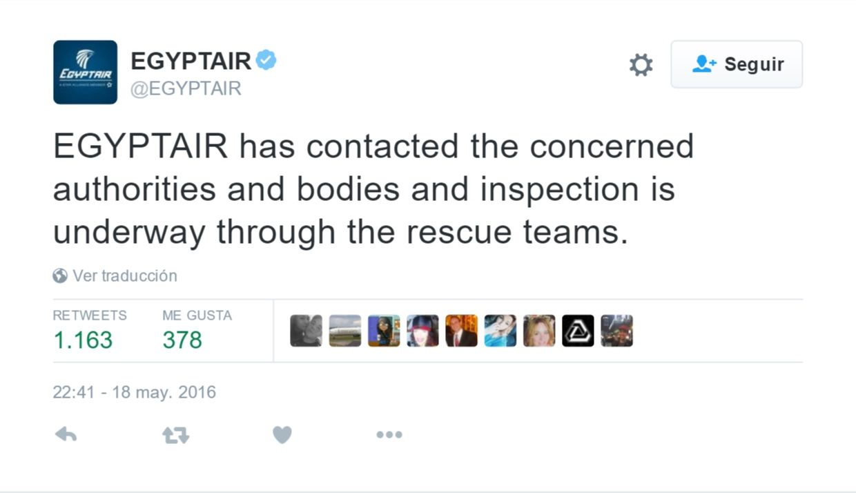 Desaparece del radar el vuelo 804 de EgyptAir - Tuit-Egyptair-5