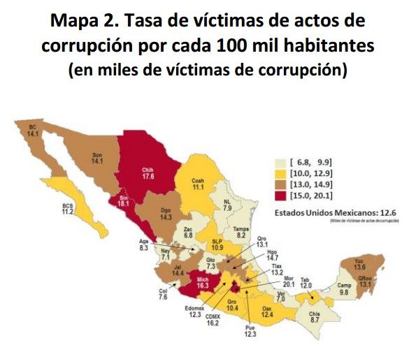Los estados con mayor índice de corrupción en México - Víctimas-corrupcion-INEGI