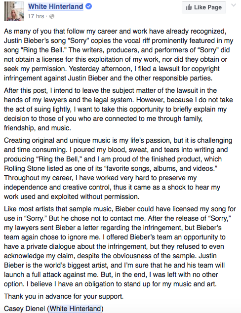 Acusan a Justin Bieber de plagio - White
