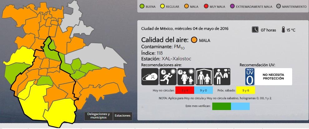 El Valle de México amanece con mala calidad de aire - aire-cdmx-4may