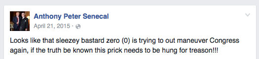 Exmayordomo de Donald Trump pide la muerte de Obama en Facebook - anthony-senecal-fb-2