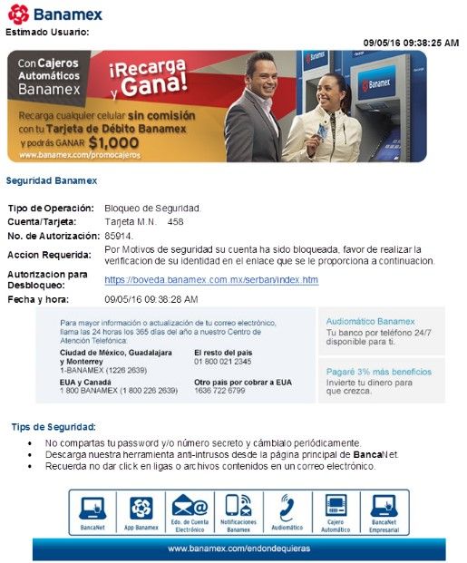 Nuevo caso de fraude en correos falsos de Banamex - banamex-phishing-correo-Dinero-Excelsior