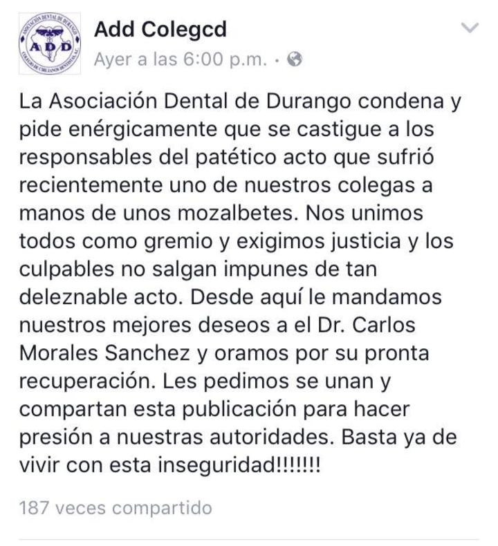 Jóvenes golpean y dejan en coma a médico de Durango - durango-dentistas